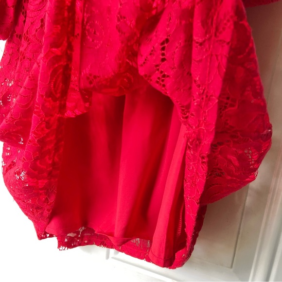 Kate Spade Red Ruffle Floral Lace Black Trim Gold Zip Up NWOT Skirt the Rules - Picture 4 of 8